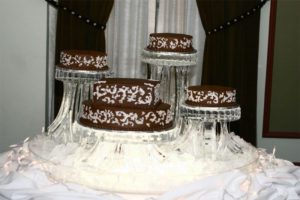 cakes placed on the Ice Sculpture of the stands