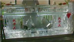 closeup shot of an ice Sculpture of a tray