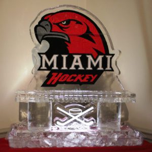 Closeup shot of the Miami Hockey Ice Sculpture