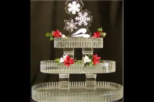 three tier stand Ice Sculpture with flowers