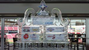 Corporate Event Ice Sculpture of a Banner