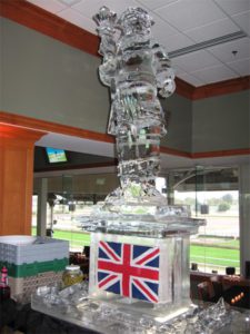 Ice Sculpture of a man with The USA Flag