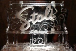 closeup shot of the Stoli Ice Sculpture