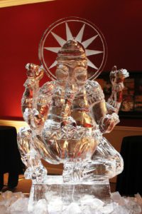 Closeup shot of the Ice Sculpture of the Lord Ganesh