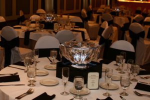 Ice Sculpture of a Bowl on a dining table