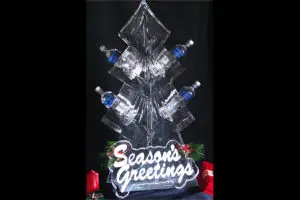 Seasons Greetings Ice Sculpture with Bottles