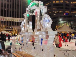 Fountain Square Ice Sculpture with taps