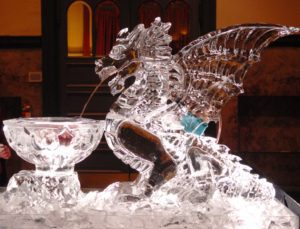 A Dragon Ice Sculpture for Function Display