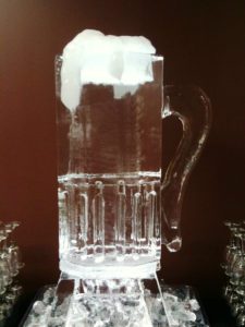 Closeup shot of the Ice Sculpture of a Beer Glass