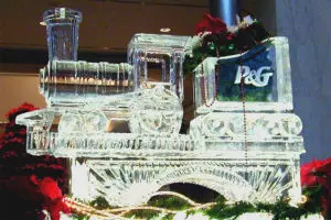 P and G Ice Sculpture of a Train