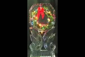 Ice Sculpture with Christmas Decoration