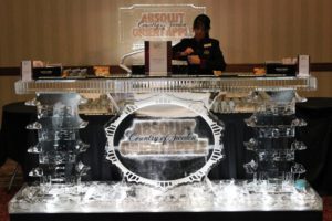 a reception counter made up of ice