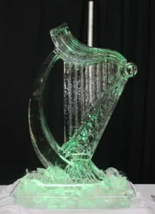 Ice Sculpture of Harp On the table