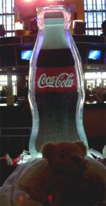 Closeup shot of the CocaCola Ice Sculpture