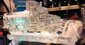 closeup shot of the 3D Ice Sculpture of a Truck