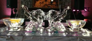 Ice Sculptures of two elephant heads