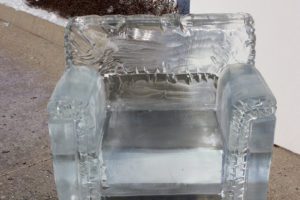 Closeup shot of the Ice Sculpture of a Chair