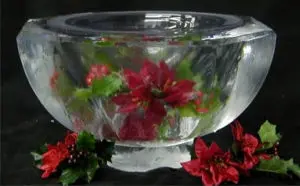 Ice Sculpture of a bowl with flowers