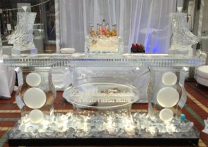 A Bar Counter Ice Sculpture in a Party