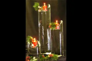 Ice Sculptures of three candle stands