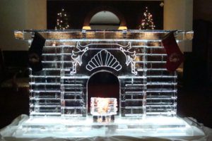 closeup shot of the Ice Sculpture of a Fireplace