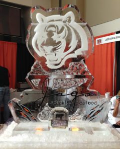 A Corporate Ice Sculpture with a Tiger Drawing