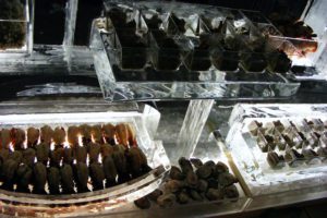 pastries placed in the Ice Sculpture trays