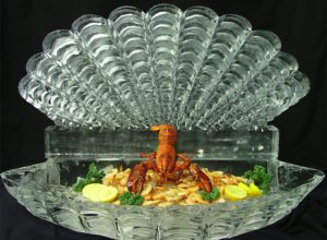 Food inside a pearl shell Ice Sculpture