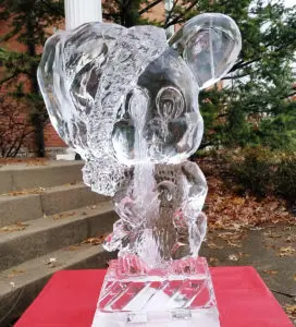 Ice Sculpture of a Cartoon Mouse