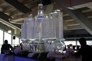 Ice Sculpture of Building on the Table