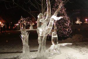 Ice Sculptures of trees outside