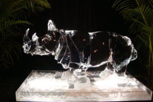 3D Ice Sculpture of a Rhinoceros