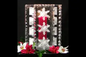 Ice Sculpture with flowers and lights