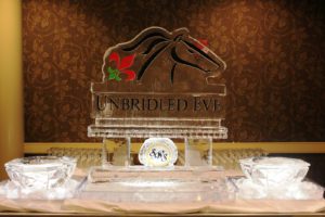 closeup shot of the Unbridled Eve Ice Sculpture