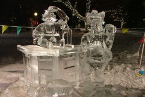 Cowboys Ice Sculptures outside