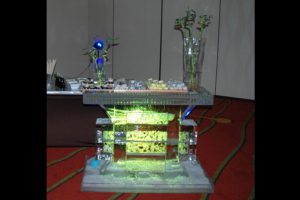 Ice Sculpture of a Food Table with Lights