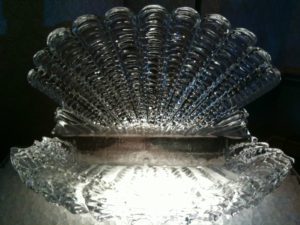 closeup shot of the pearl shell ice sculpture