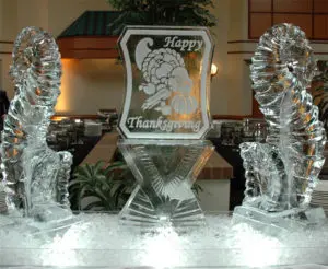 Ice Sculptures of two sea horses