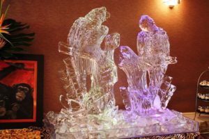 Beautiful ice sculpture on a table