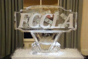 Closeup shot of the FCCLA Corporate Ice Sculpture