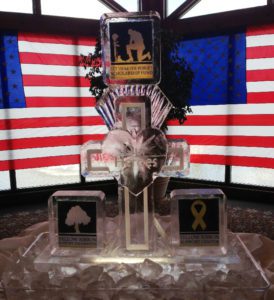 A Corporate Ice Sculpture with The USA flag