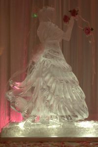 3D Ice Sculpture of a Dancing Bride