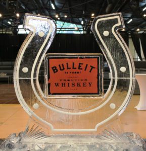 Closeup shot of the Bulleit Whiskey Ice Sculpture