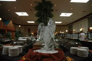 Ice Sculpture of turkey in the kitchen