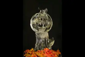 Ice Sculpture of a Halloween Pumpkin