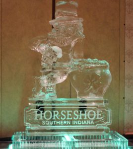 closeup shot of Horseshoe Southern Indiana Ice Sculpture