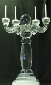 Ice Sculpture of a Candle Stand with four Candles