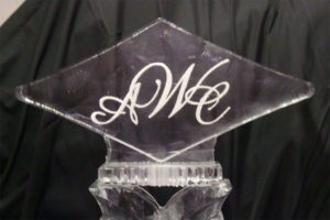 closeup shot of the Ice Sculpture for a Wedding