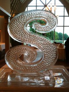 Ice Sculpture of letter S for a wedding