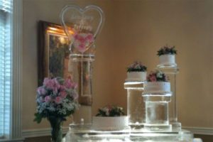 Ice Sculptures with Flowers on a table